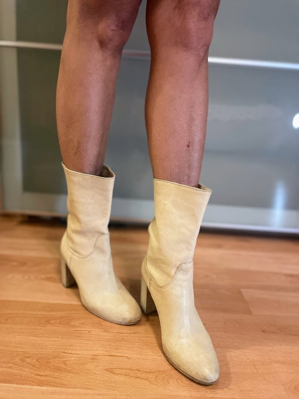 đ¤ Free People Ivory Leather Summer Boots â Size 6.5